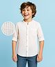 Arias 100% Cotton Woven Full Sleeves Seersucker Striped Mandarin Collar Solid Shirt - White