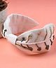 Funkrafts Leaves Shaped Pearls Embellished Turban Hair Band - White