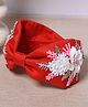 Funkrafts Floral Applique Detailed & Beaded Turban Hair Band - Red