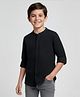 Arias 100% Cotton Woven Full Sleeves Mandarin Collar Shirt With Textured Design - Black