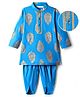 EARTHY TOUCH Single Jersey Knit Full Sleeves Kurta Dhoti Set With Floral Print - Light Blue