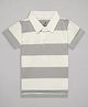 Sheer Love Cotton Jersey Half Sleeves Striped Polo Tee - Off White & Grey