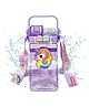 FunBlast Unicorn Theme Water Bottle with Dual Cap, Straw, Strap & Carry Handle Purple - 520 ml
