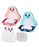 FunBlast Penguin Design Soap Case with Wall Mounted Stickers  Set of 2 Blue Pink