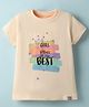 Teddy Sinker Knit Half Sleeves Top With Girl Vibes The Best Text Print - Peach
