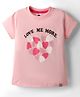 Teddy Sinker Knit Half Sleeves Top With Love Me More Text Print - Pink