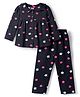 Babyhug Cotton Knit Full Sleeves Co-ords Night Suit With Star Print - Violet