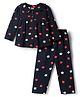 Babyhug Cotton Knit Full Sleeves Co-ords Night Suit With Star Print - Violet