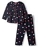 Babyhug Cotton Knit Full Sleeves Co-ords Night Suit With Star Print - Violet