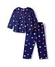 Babyhug Cotton Knit Full Sleeves Co-ords Night Suit With Star Print - Violet