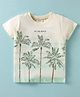 Ollypop Sinker Knit Half Sleeves T-Shirt with Beach Theme Print - Cream