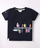 Ollypop Sinker Knit Half Sleeves T-Shirt with Boat Print - Navy Blue