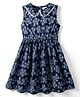 Kookie Kids Woven Sleeveless Flared Dress with Floral Print - Navy Blue