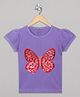 The Sandbox Clothing Co Cotton Half Sleeves  Sequins Embellished  Butterfly Designed Tee - Lilac