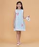 Piccolo Modal Sleeveless Lace Embellished & Floral Applique Detailed Dress - Blue