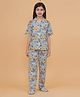 Piccolo Cotton Woven Half Sleeves Striped & Wild Animals Printed Coordinating Shirt & Pajama With Sliders Set - Multi Colour