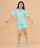 Piccolo Cotton Woven Half Sleeves Floral & Paisley Printed Coordinating Shirt & Shorts With Sliders Set - Green