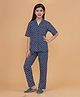 Piccolo Cotton Woven Half Sleeves Floral Printed Coordinating Night Suit Set - Blue