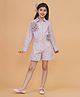 Piccolo Cotton Full Sleeves Floral Ruffle Detailed Shirt Style Top & Shorts Set - Pink