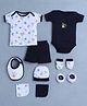 BUMZEE Cotton Half Sleeves Clothing Gift Set with Animal Print Pack of 9 - Navy Blue & White
