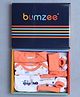 BUMZEE Cotton Half Sleeves Clothing Gift Set with Vehicle & Cloud Print Pack of 9 - Orange & White