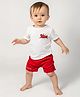 Nauti Nati Cotton Half Sleeves Crab Printed Tee & Shorts Set - White & Red