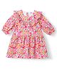 Nauti Nati Three Fourth Puffed Sleeves Floral Printed Dress - Pink