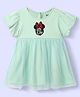 Nautinati Mickey & Friends Featuring Half Sleeves Minnie Mouse Embroidered Dress - Green