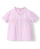 Nauti Nati Cotton Half Sleeves Striped Smocked Dress - Pink