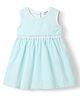 Nauti Nati Cotton Sleeveless Checked Lace Embellished Dress - White & Green
