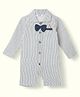 Nauti Nati Cotton Half Sleeves Striped Romper With Attached Bow - Off White