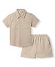 Nauti Nati Cotton Half Sleeves Solid Shirt With Coordinating Shorts Set - Brown