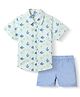 Nauti Nati Cotton Half Sleeves Sea Life Printed Shirt & Shorts Set - Blue