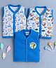 BUMZEE Cotton Knit Sleeveless Dinosaur Printed Jablas Pack of 3 - Blue & White