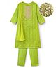 EARTHY TOUCH Cotton Woven Three Fourth Sleeves Kurta Churidar & Dupatta Set With Sequin Detailing & Embriodery - Light Green