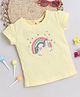 BABY NATION Cotton Half Sleeves Rainbow & Unicorn Embroidered Tee - Yellow