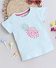BABY NATION Cotton Half Sleeves Pineapple Designed Glitter Hearts Printed Tee - Blue