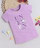 BABY NATION Cotton Half Sleeves Unicorn Printed Tee - Purple