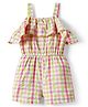 Kookie Kids Cotton Woven Sleeveless Jumpsuit with Check Design - Multicolor