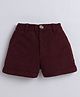 Aww Hunnie Corduroy Ribbed Shorts - Maroon