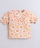 Aww Hunnie Viscose Rayon Half Peasant Sleeves Floral Printed Top - Orange