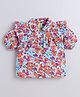 Aww Hunnie 100% Cotton Half Puffed Sleeves Floral Printed Frill Detailed Shirt Style Top - Multi Colour
