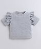Aww Hunnie 100% Cotton Jersey Half Sleeves Frill Detailed Top - Grey