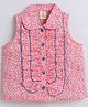 Aww Hunnie Cotton Sleeveless Leaves Printed Shirt Style Top - Pink