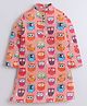 Aww Hunnie 100% Cotton Full Sleeves Owls Printed Kurta - Peach