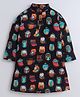 Aww Hunnie 100% Cotton Full Sleeves Owls Printed Kurta - Black