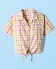 Kookie Kids Half Sleeves Crushed Checks Shirt Style Top With Knot - Multicolor