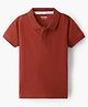 HoneyHap Premium  100% Cotton Knit Half Sleeves Solid Color Polo T-Shirt -Picante