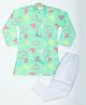BABY CLOSET Cotton Full Sleeves Hearts Printed Kurta Pyjama Set - Light Green