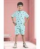 BABY CLOSET  Cotton Half Sleeves Construction Vehicles Printed Shirt With Coordinating Shorts Set - Blue